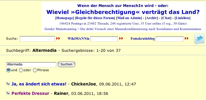 37 Treffer bei 186424 Postings in 23402 Threads im Forum WGvdL ergab die Suche nach "Altermedia" am 31. August 2011