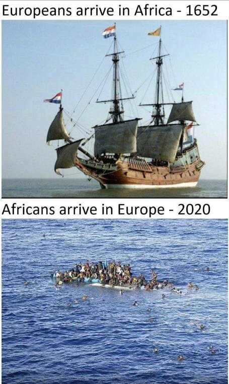 Europäer kommen im Jahr 1652 in Afrika an - Afrikaner kommen im Jahr 2020 in Europa an