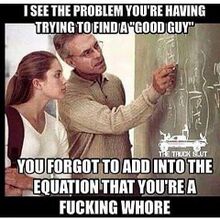 I See The Problem Your Are Having Trying To Find A Good Guy - You Forgot To Add Into The Equation That You Are A Fucking Whore.jpg