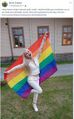 Sanni Ovaska posiert mit Regenbogenflagge.jpg